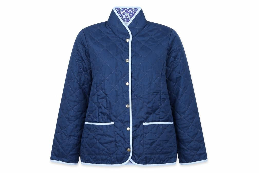 Front view of Nathalie Andersen women’s blue jacket, size UK 14