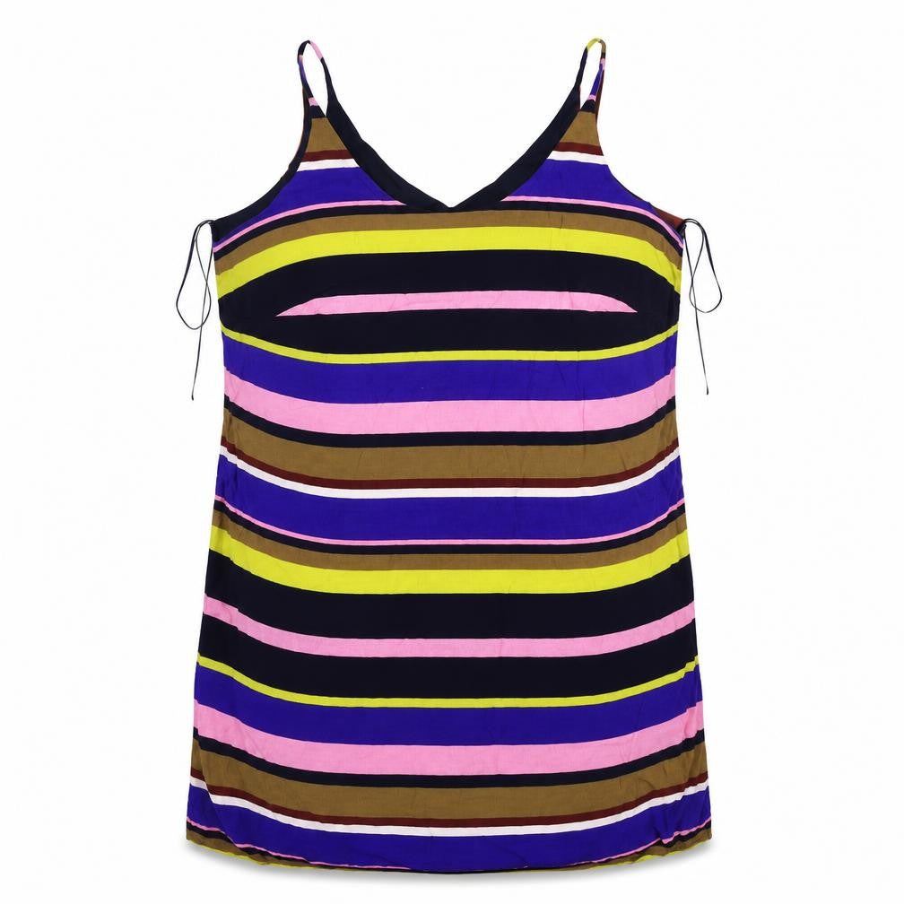 Front view of Papaya women’s multicoloured striped fit & flare, size UK 20