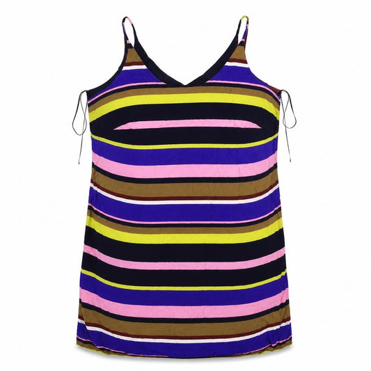 Front view of Papaya women’s multicoloured striped fit & flare, size UK 20