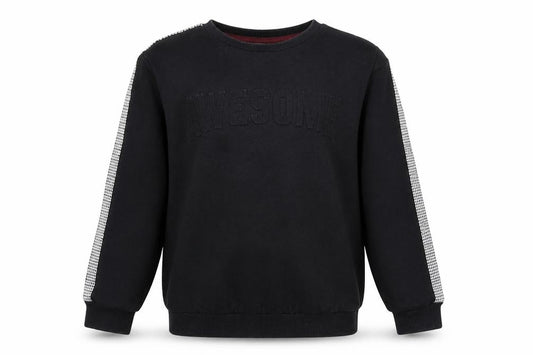 Front view of Tu boys’ black jersey pullover sweatshirt, size 8, years - awesome
