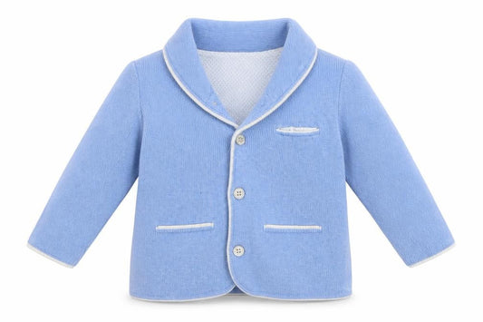 Front view of Mayoral Blue Cardigan Jumper, size 12-18, Months