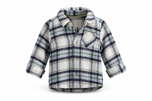 Front view of Primark Baby Blue Check Basic Button-Up, size 6-9, Months