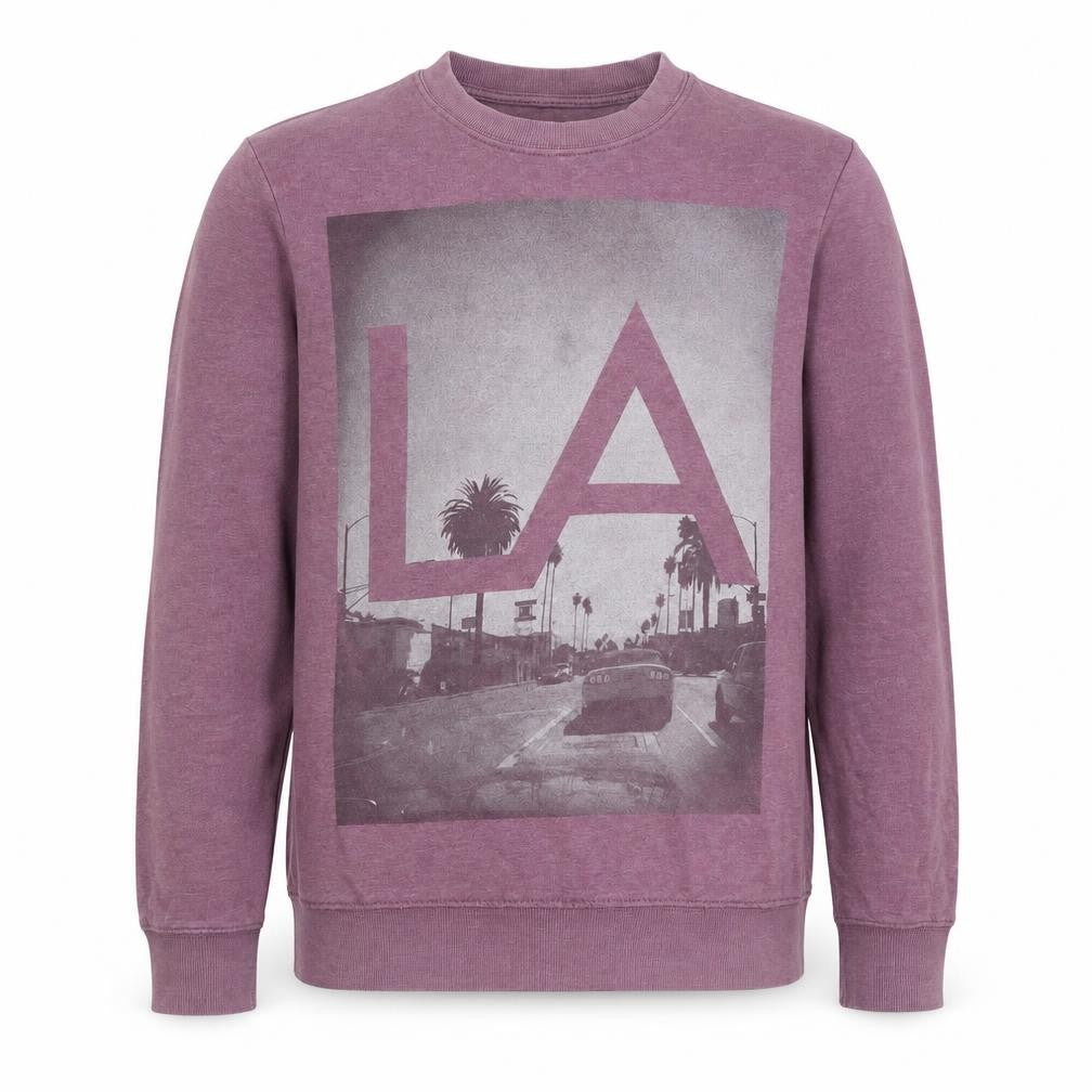 Front view of Preworn men’s purple jumper, size M