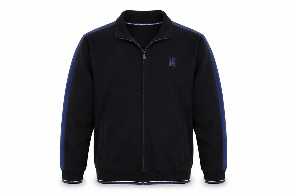 Front view of Usath men’s black jacket coat, size XL
