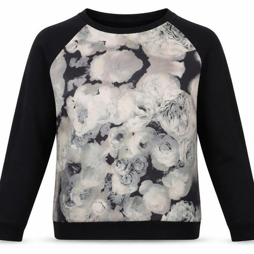 B You Womens Black Floral  Pullover Sweatshirt Size 14