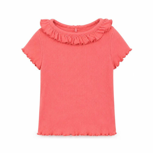 Front view of George girls’ red basic t-shirt, size 2, years