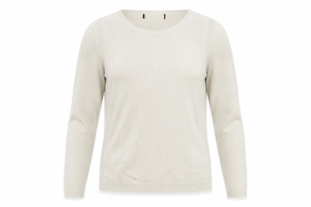Front view of Marks & Spencer women’s beige knit jumper, size UK 10
