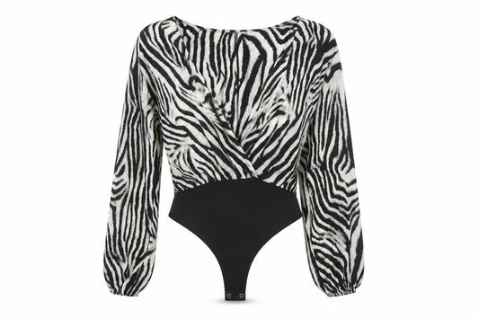 Front view of Nanaa women’s multicoloured animal print bodysuit one-piece, size UK 10