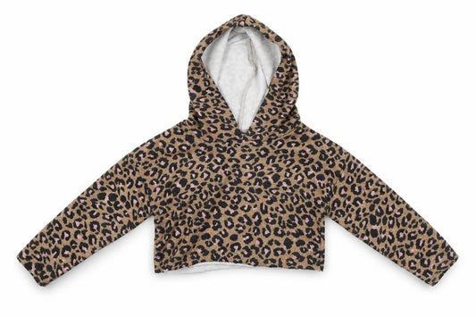 Front view of I Love girls’ wear girls multicoloured animal print pullover hoodie, size 7, years - cropped