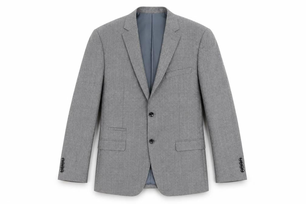 Front view of Skopes women’s grey jacket suit jacket, size UK 42