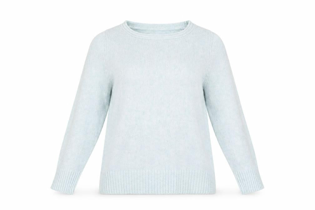 Front view of Marks & Spencer women’s blue jumper, size UK 8