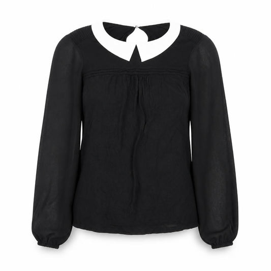 Front view of Oasis women’s black basic blouse, size UK 8