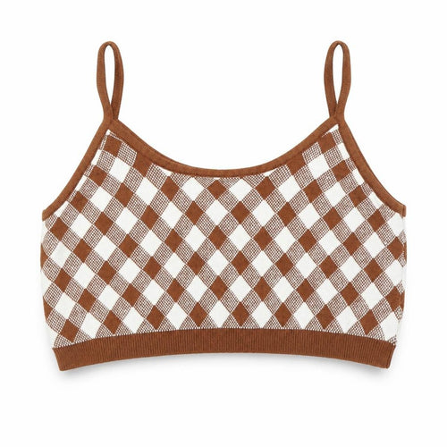 SheIn Girls Clear Argyle/Diamond  Cropped Tank Size 12-13 Years