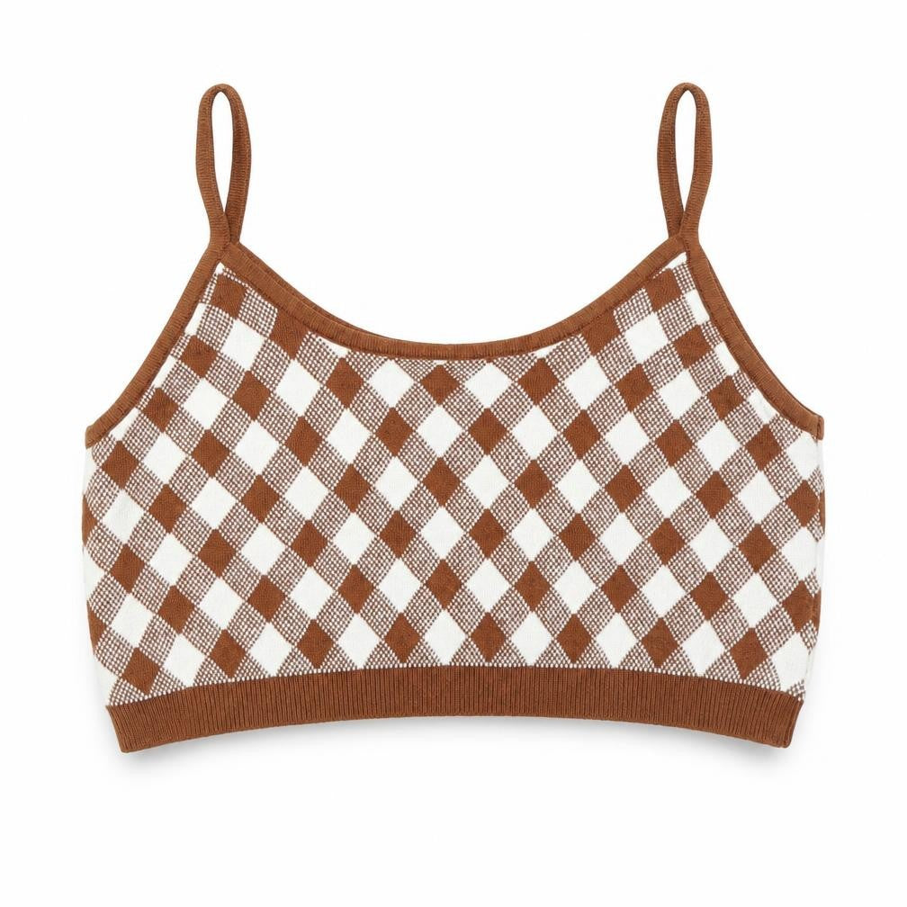 SheIn Girls Clear Argyle/Diamond  Cropped Tank Size 12-13 Years
