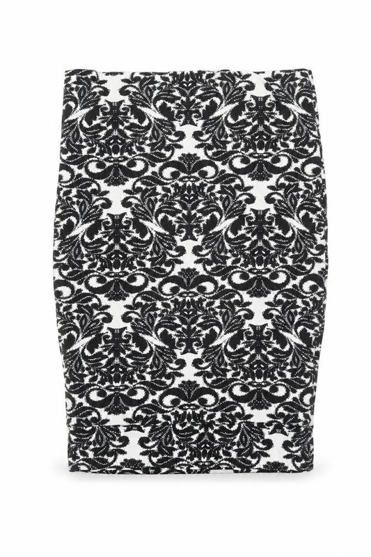 Front view of Papaya women’s white geometric straight & pencil skirt, size UK 12