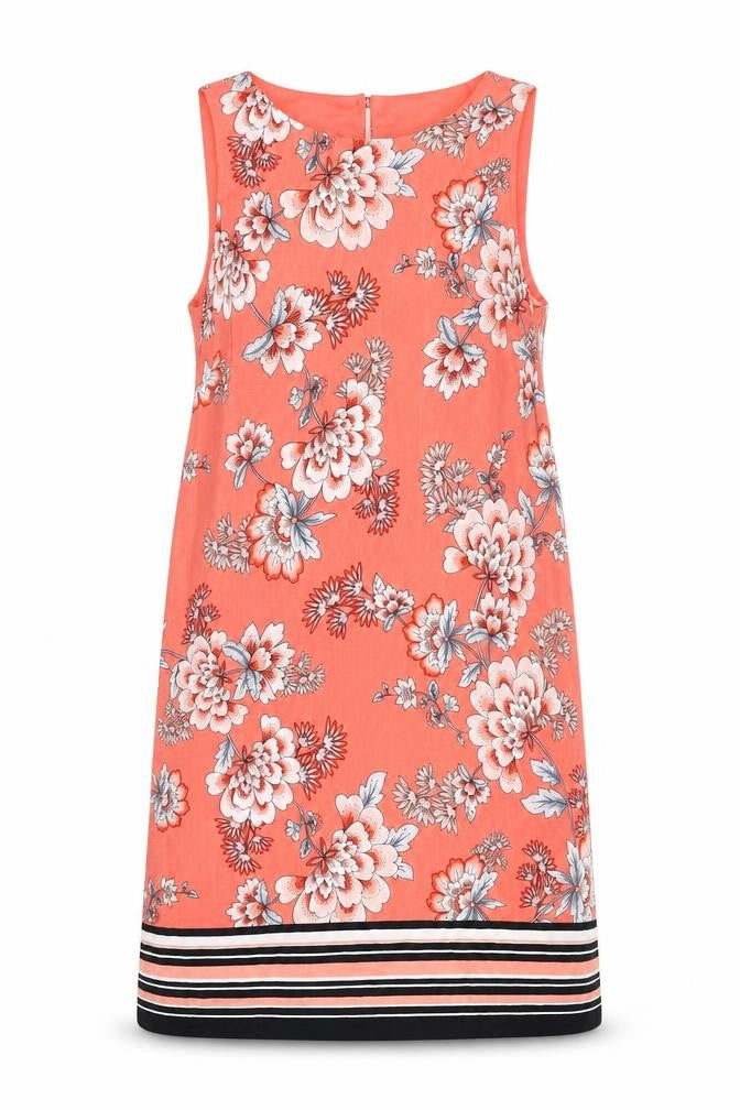 Front view of M&Co women’s pink floral shift, size UK 8