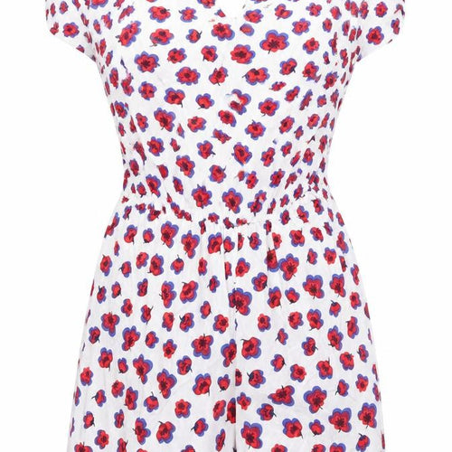 George Womens White Floral  Bodysuit One-Piece Size 10