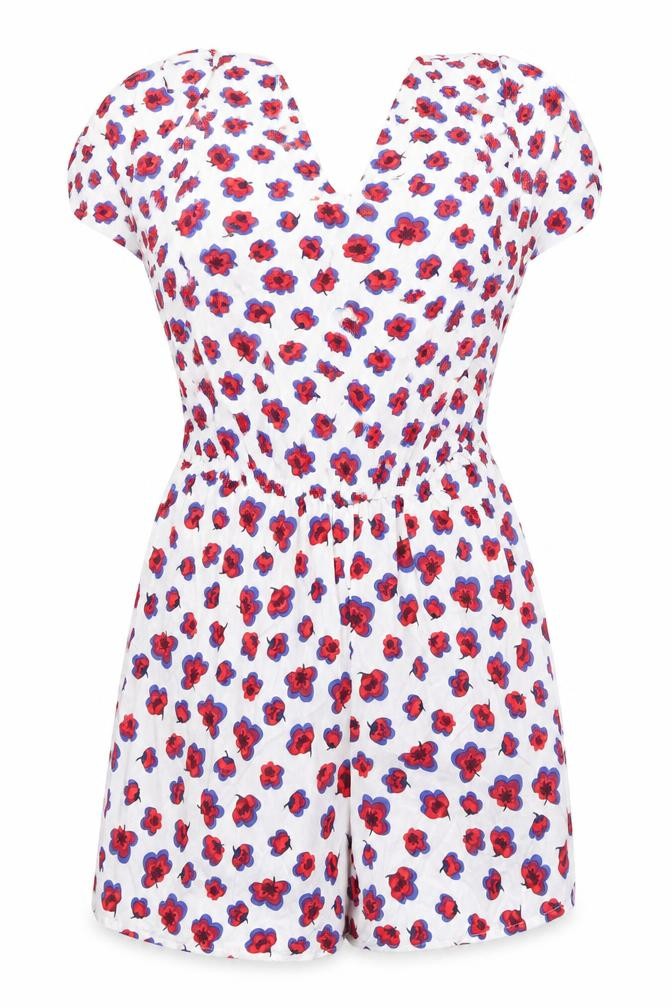 George Womens White Floral  Bodysuit One-Piece Size 10