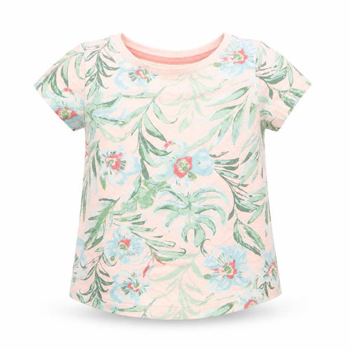 Nutmeg Girls Brown Floral  Basic T-Shirt Size 4 Years