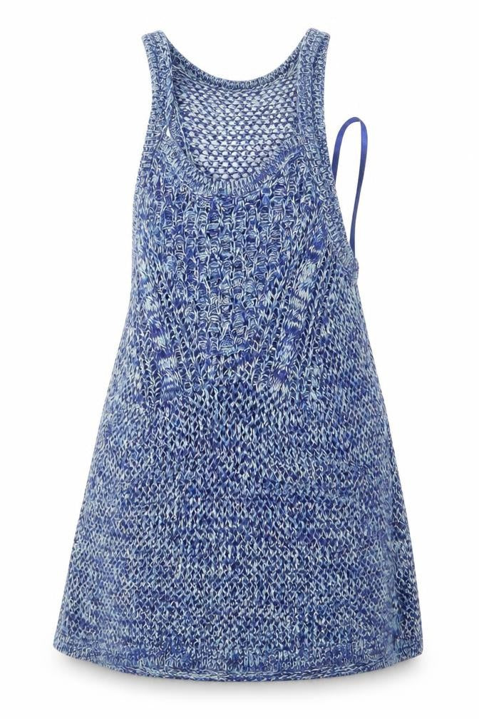 Front view of Papaya women’s blue rayon a-line, size UK 8