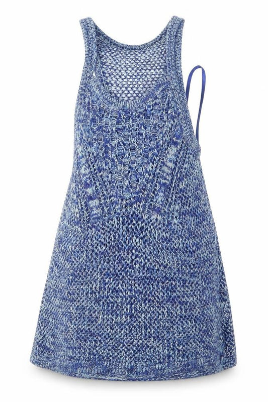 Front view of Papaya women’s blue rayon a-line, size UK 8