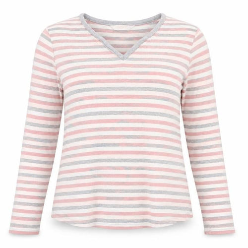 Relax Womens Pink Striped  Babydoll Pyjama Top Size 12