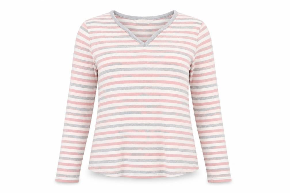 Relax Womens Pink Striped  Babydoll Pyjama Top Size 12
