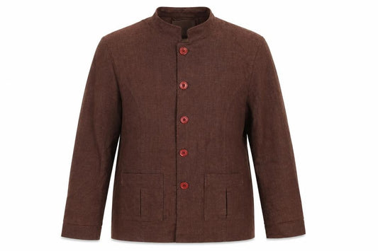 Front view of Slimma women’s brown jacket, size UK 14