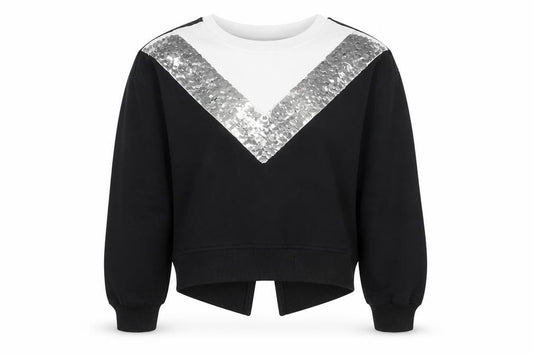 Front view of Matalan girls’ black pullover sweatshirt, size 5, years - back split