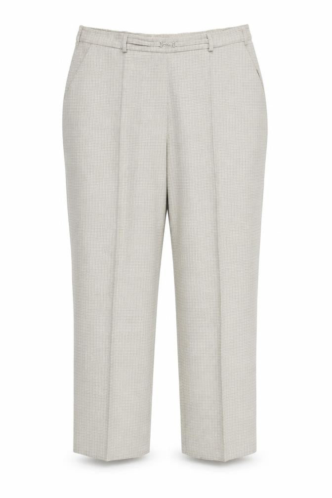 M&S Womens Beige Check  Trousers  Size 14 L25 in