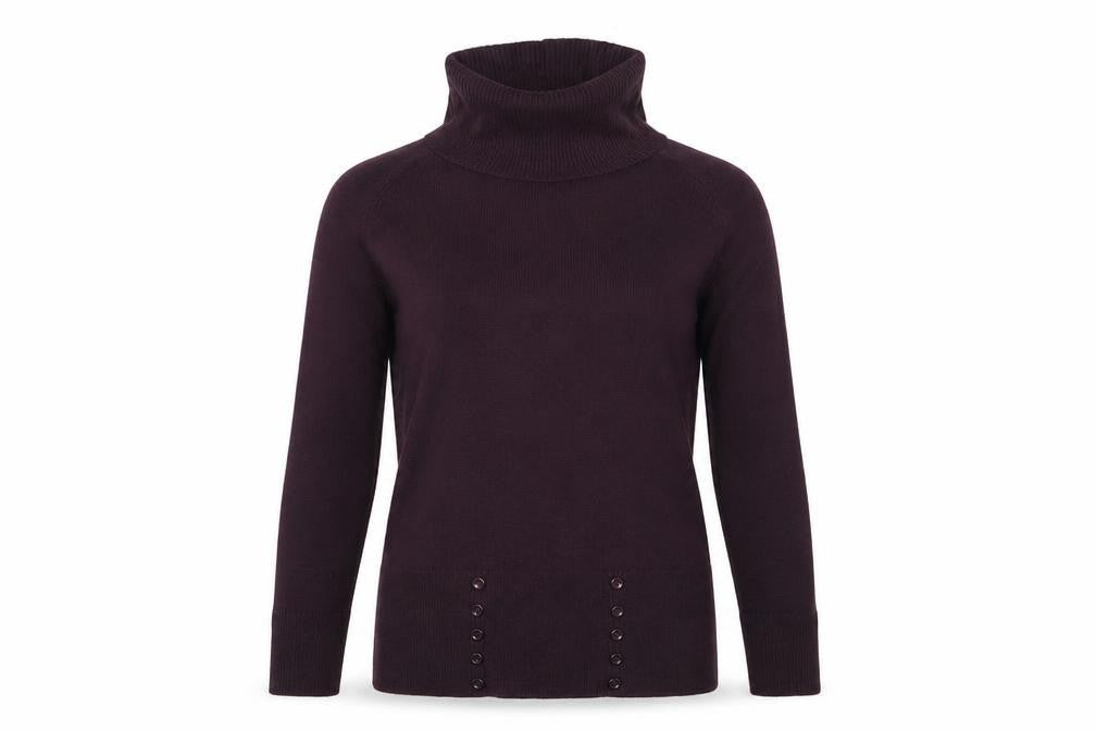 Front view of M&Co women’s purple basic t-shirt, size S