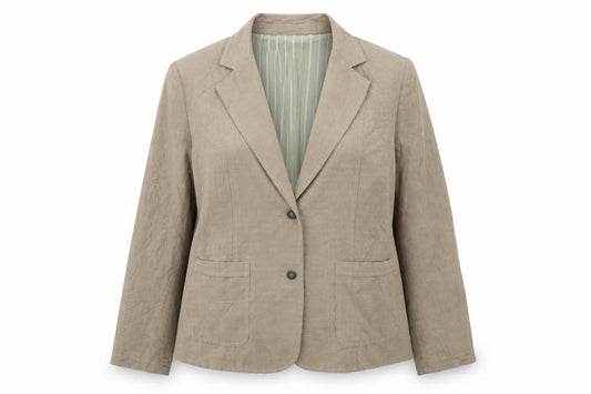 Front view of SF COLLECTION women’s beige ikat jacket blazer, size UK 20