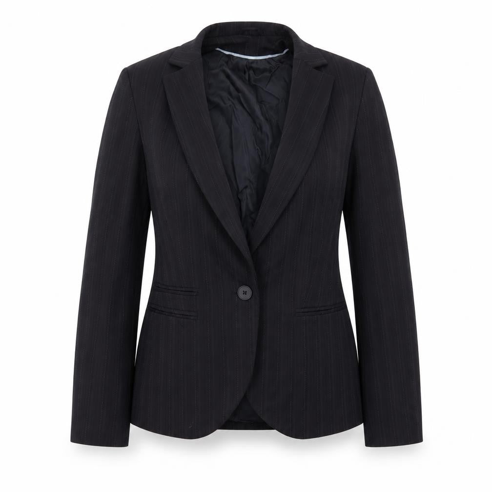 Front view of Bay women’s black ikat jacket blazer, size UK 10