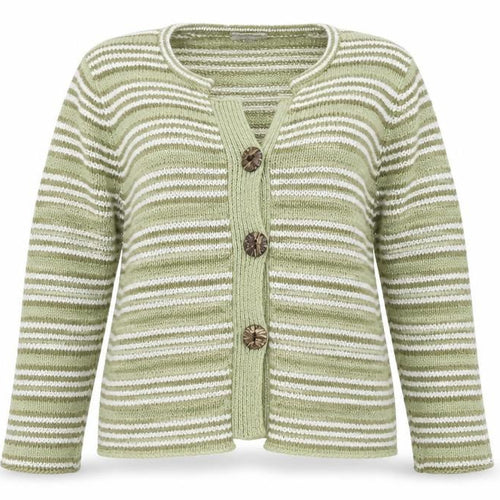 Ann marie Womens Green Striped  Cardigan Jumper Size L