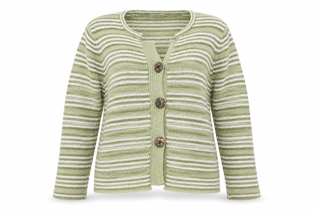 Ann marie Womens Green Striped  Cardigan Jumper Size L