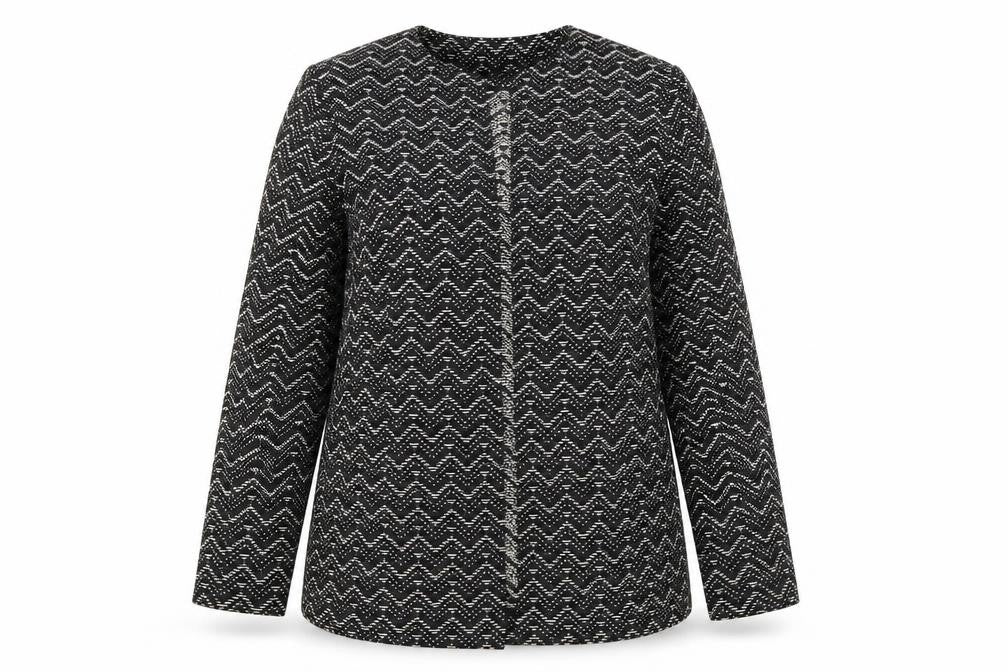 Belle Vere Womens Black Geometric  Jacket  Size 12
