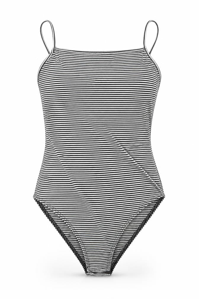 New Look Womens Black Striped  Leotard One-Piece Size 16