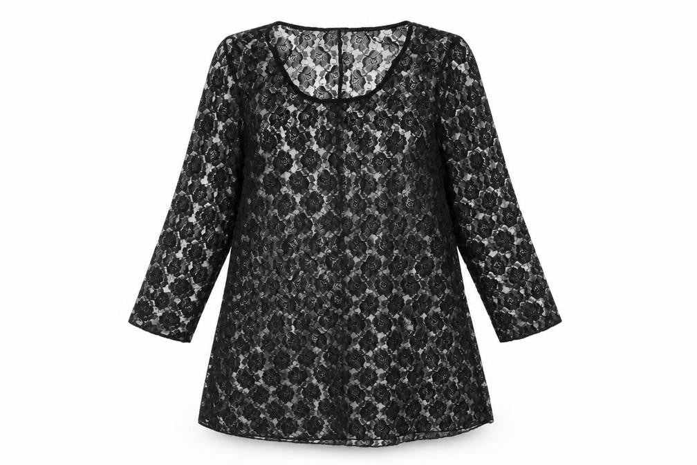 Saloos Womens Black Floral  Tunic Blouse Size M