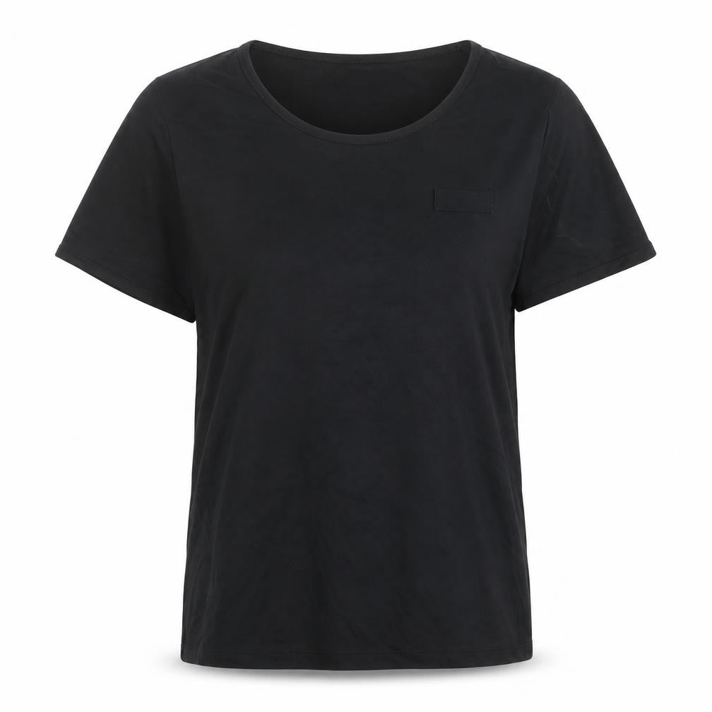 Front view of Incorporatewear women’s black basic t-shirt, size M