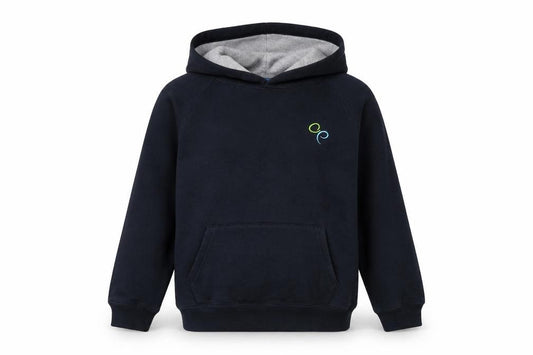 Front view of papini boys’ black pullover hoodie, size 11-12, years