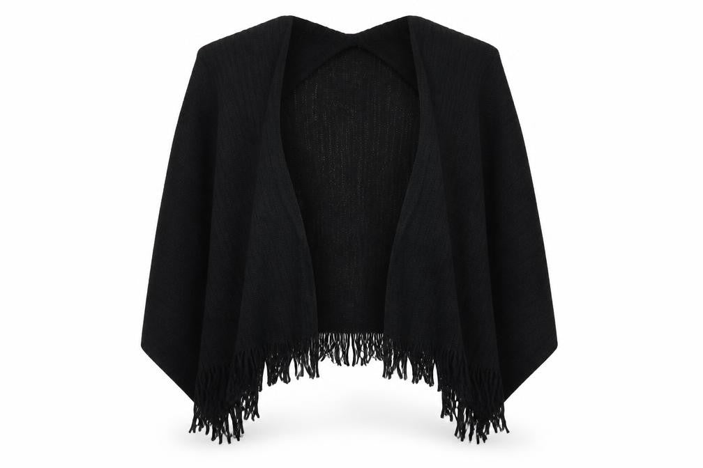 Front view of Preworn women’s black shawl/wrap