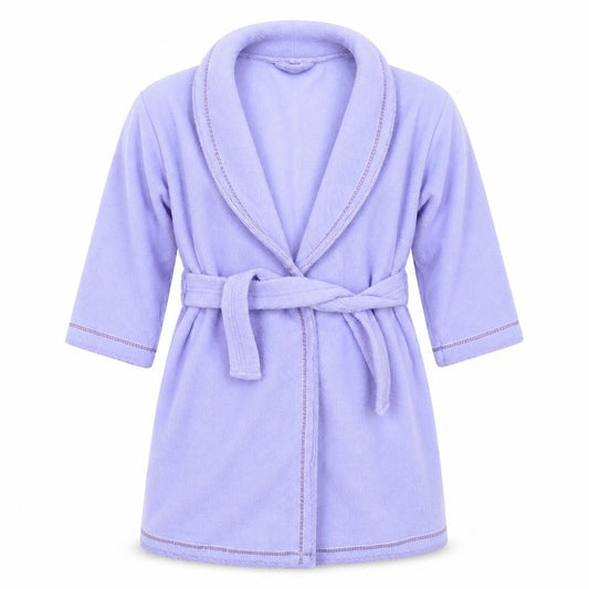 Front view of Primark girls’ purple solid kimono pyjama top, size 3-4, years