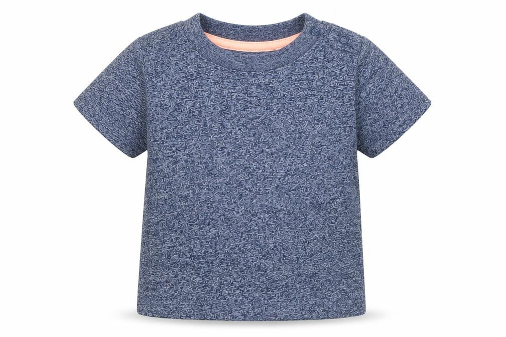 Front view of Early Days boys’ blue basic t-shirt, size 6-9, months
