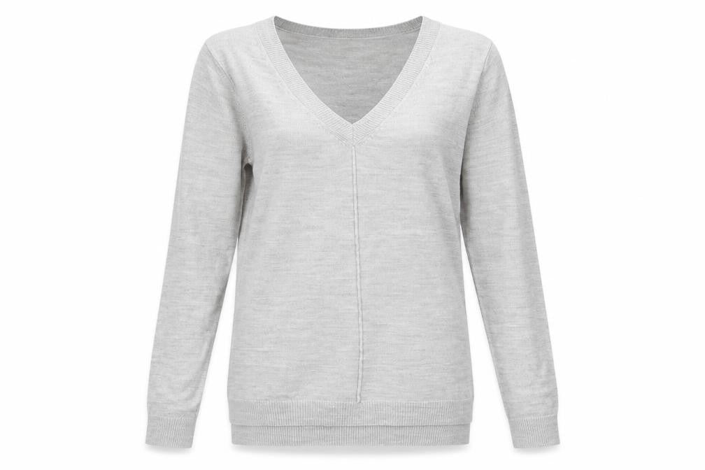 Front view of Atmosphere women’s grey knit jumper, size UK 4