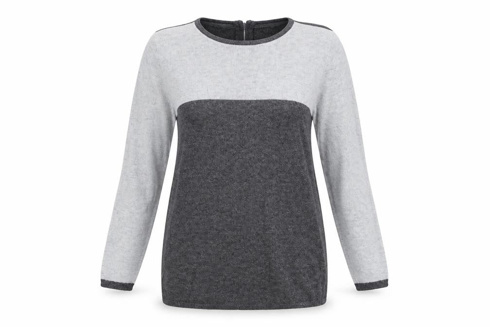 Front view of The Collection women’s grey jumper, size UK 12