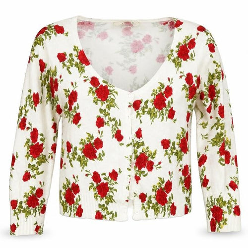 XXI Womens White Floral  Cardigan Jumper Size S