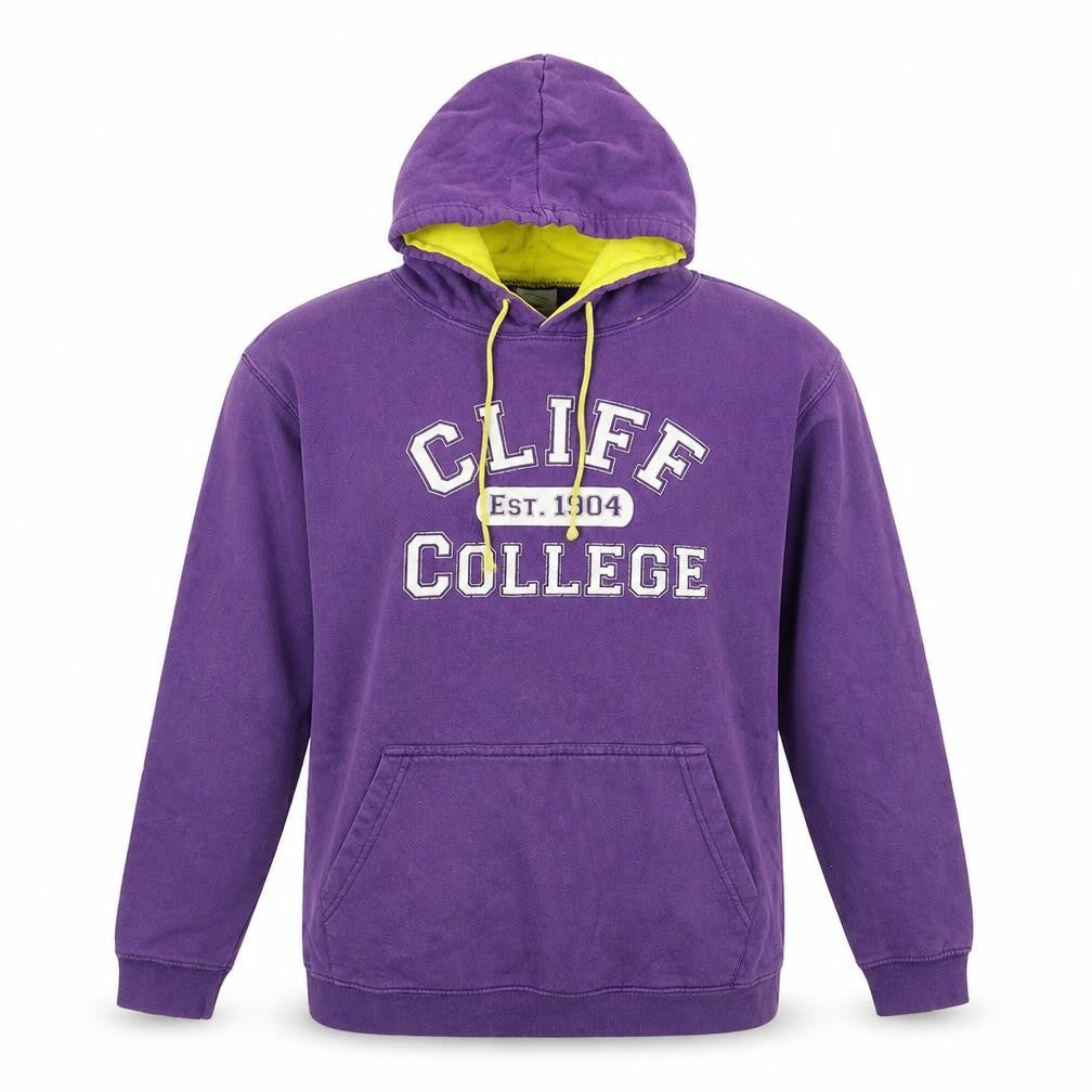 Front view of All We Do is women’s purple pullover hoodie, size M