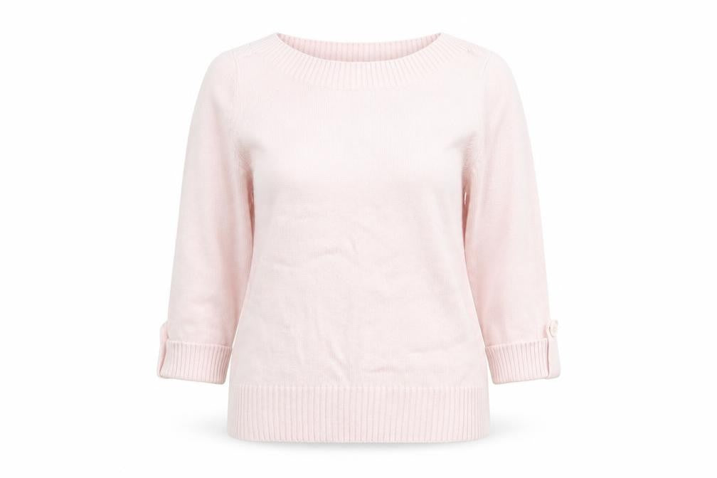 Front view of Marks women’s pink knit jumper, size UK 16