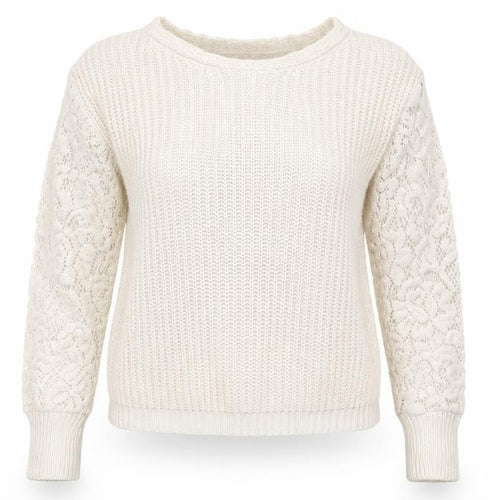 CAmeo Rose Womens White  Knit Pullover Jumper Size M  - Lace sleeve