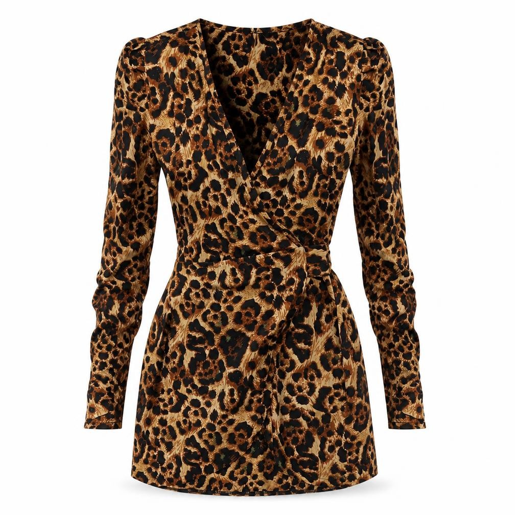 Influence Womens Brown Animal Print  Wrap Dress  Size 8